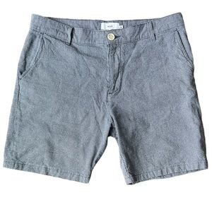 Wax London Men's Navy White Basketweave Twill Cotton Shorts 34 Waist 7" Inseam